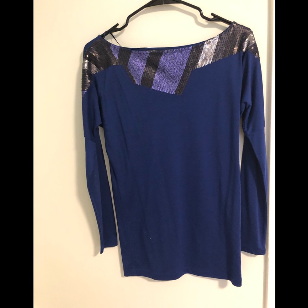 Armani Exchange Blue Sequin Top